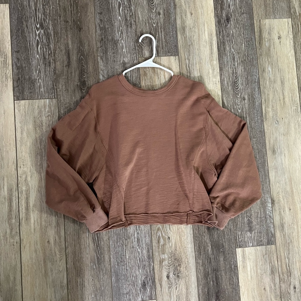 Universal Thread Target Crop Hoodie Sweatshirt Crew Small Tan Pink Taupe